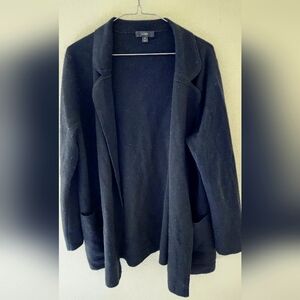 J. Crew Women's Eloise Black Cotton Merino Wool Blend Open Blazer Size Medium